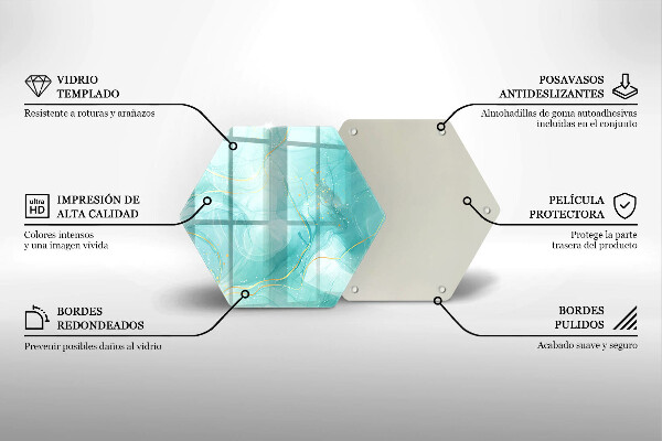 Tábua de cortar Abstração azul e dourada