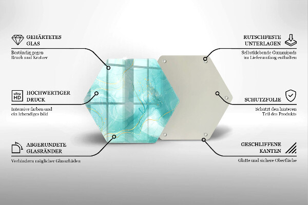 Tábua de cortar Abstração azul e dourada