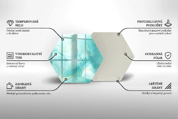 Tábua de cortar Abstração azul e dourada