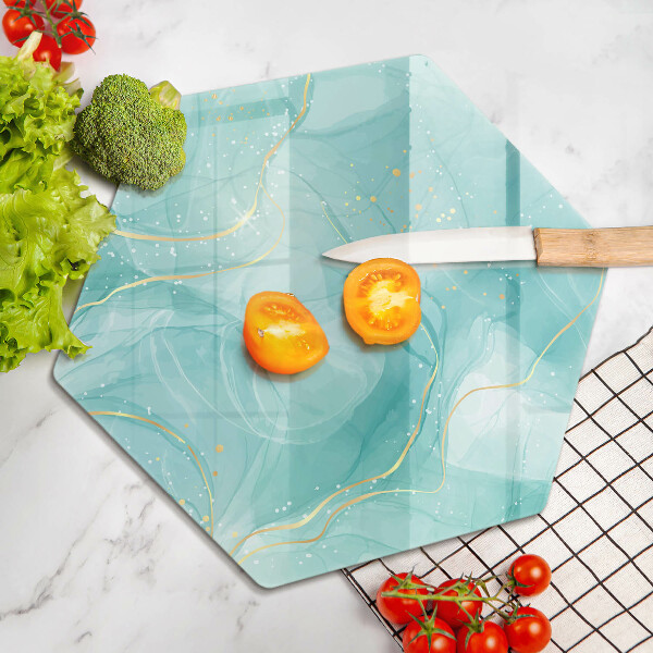 Tábua de cortar Abstração azul e dourada