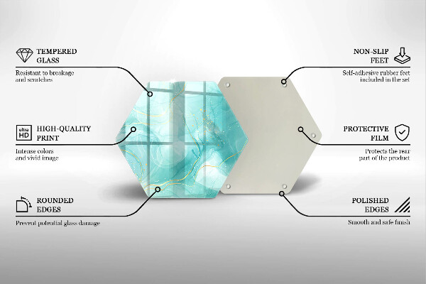 Tábua de cortar Abstração azul e dourada