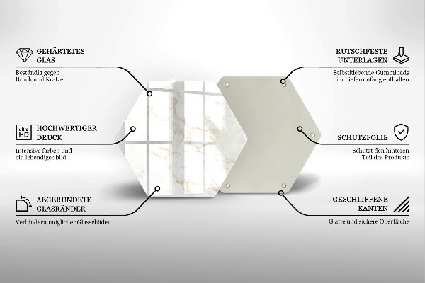 Tábua de corte de vidro Pedra de mármore elegante