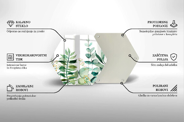 Tábua de vidro Ilustração de folhas de plantas