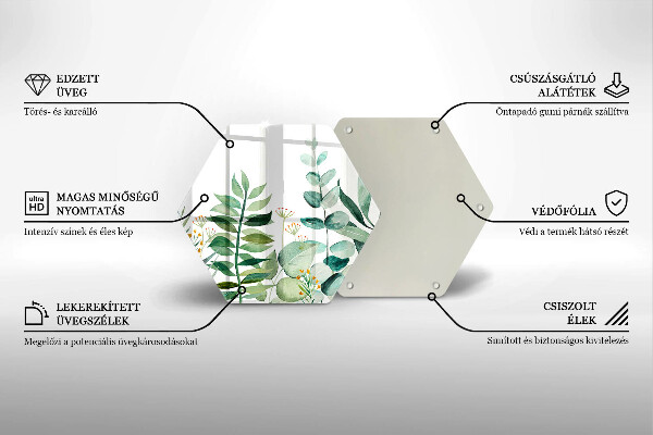 Tábua de vidro Ilustração de folhas de plantas