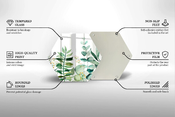 Tábua de vidro Ilustração de folhas de plantas