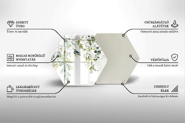 Tábua de cortar alimentos Folhas e flores decorativas