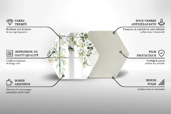 Tábua de cortar alimentos Folhas e flores decorativas