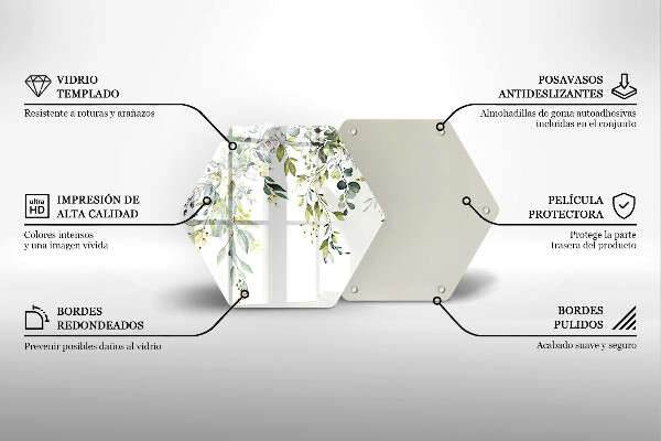 Tábua de cortar alimentos Folhas e flores decorativas