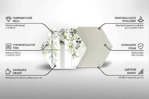 Tábua de cortar alimentos Folhas e flores decorativas