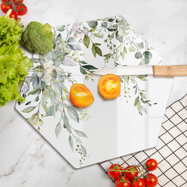 Tábua de cortar alimentos Folhas e flores decorativas