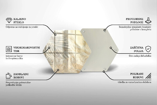 Tábua de cortar alimentos Folhas de palmeira e areia