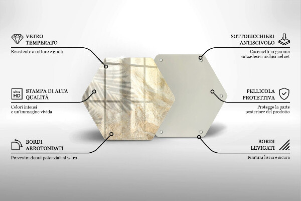 Tábua de cortar alimentos Folhas de palmeira e areia