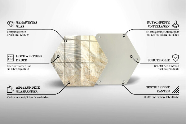 Tábua de cortar alimentos Folhas de palmeira e areia