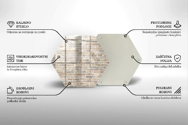 Tábua de vidro Parede de tijolos claros