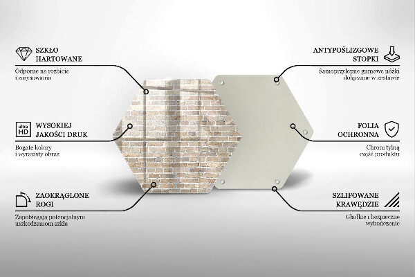 Tábua de vidro Parede de tijolos claros