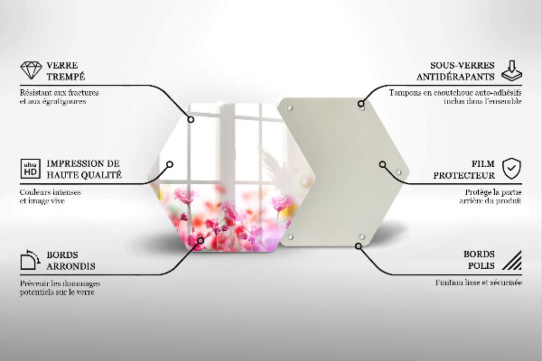 Tábua de corte de vidro Prado de flores