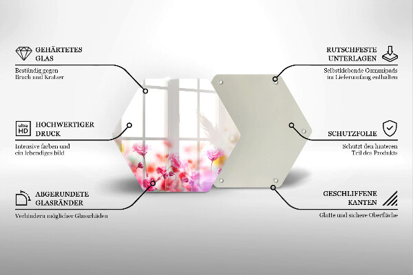 Tábua de corte de vidro Prado de flores