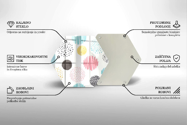 Tábua de vidro Formas pintadas