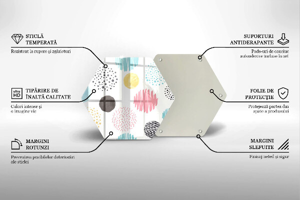 Tábua de vidro Formas pintadas