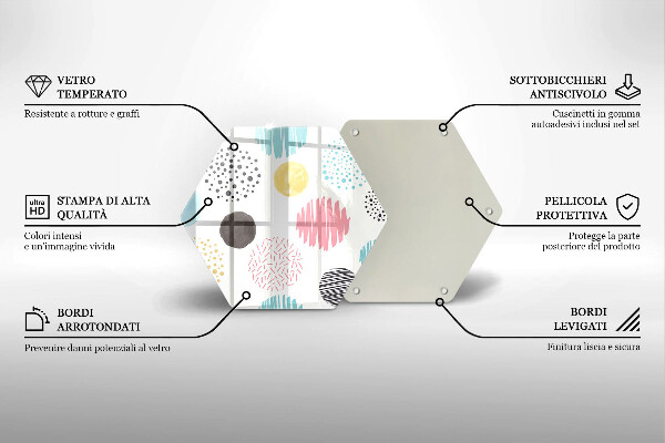 Tábua de vidro Formas pintadas