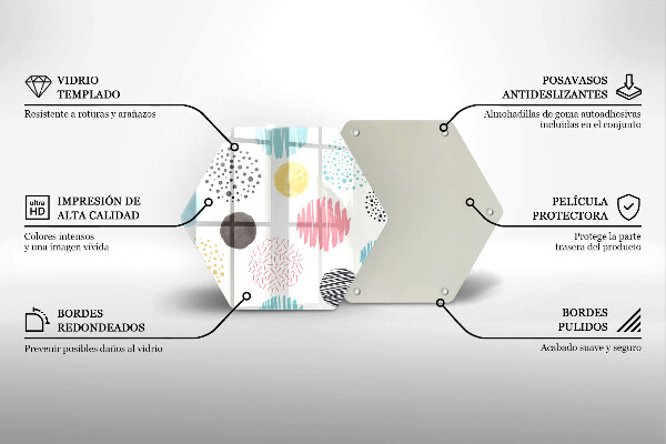 Tábua de vidro Formas pintadas