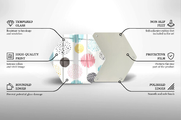 Tábua de vidro Formas pintadas