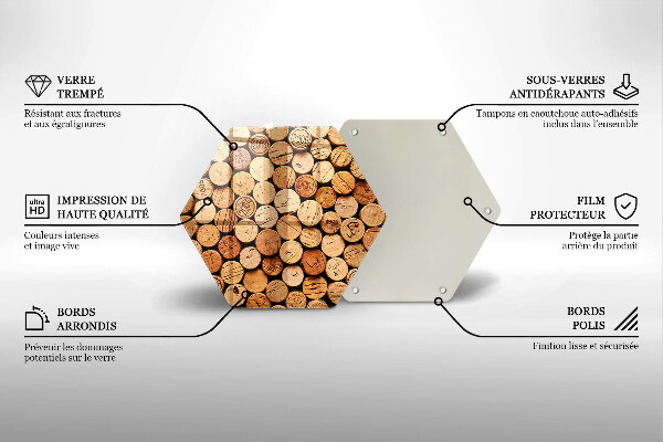 Tábua de vidro Padrão de rolhas de vinho