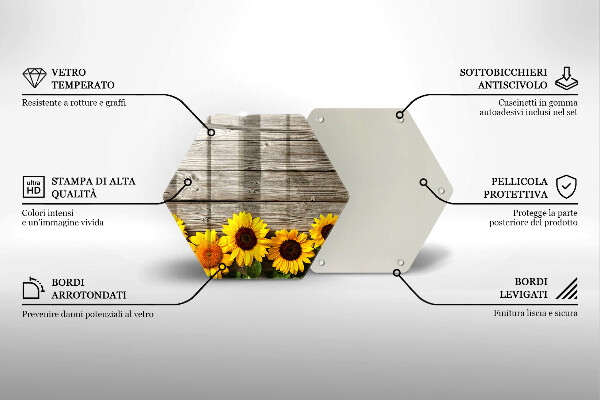 Tábua de cortar de vidro Girassóis em tábuas