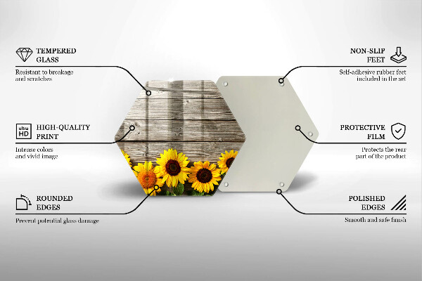 Tábua de cortar de vidro Girassóis em tábuas