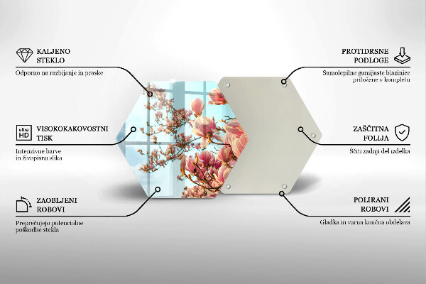 Tábua de corte de vidro Árvore de flores rosa