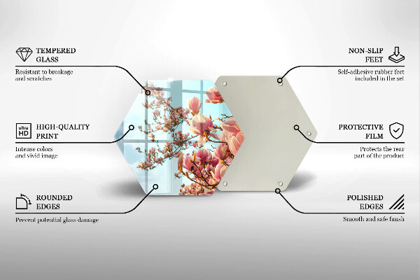 Tábua de corte de vidro Árvore de flores rosa