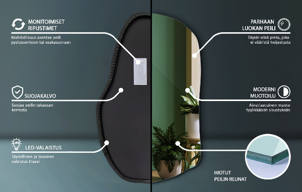 Espelho orgânico com led moda 90x59 cm