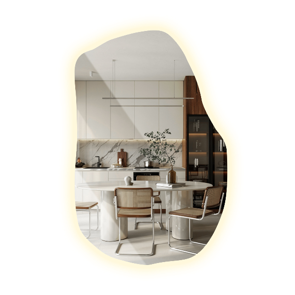 Espelho orgânico com led moda 90x59 cm