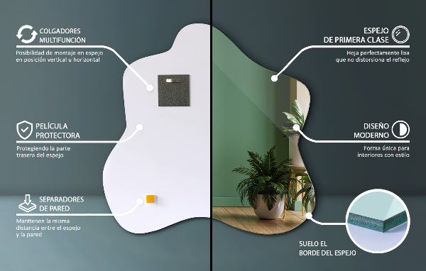 Espelho em forma de mancha 68x67 cm