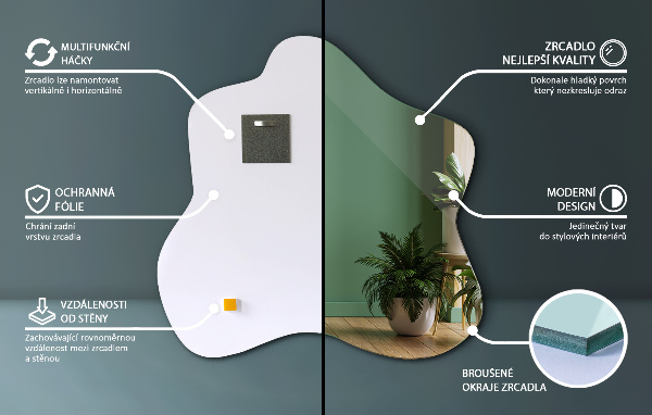 Espelho em forma de mancha 68x67 cm