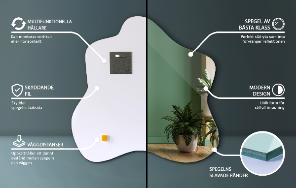 Espelho em forma de mancha 68x67 cm