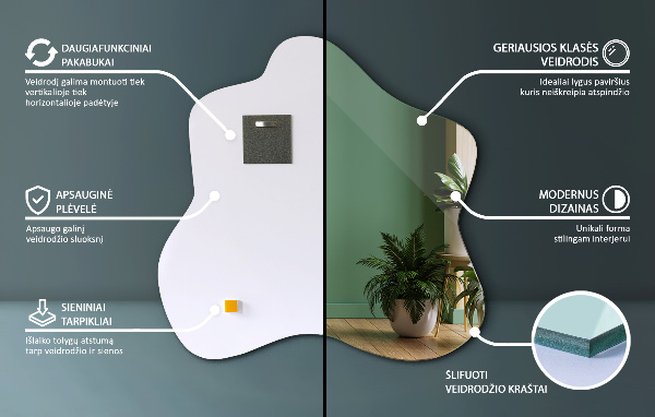 Espelho em forma de mancha 68x67 cm