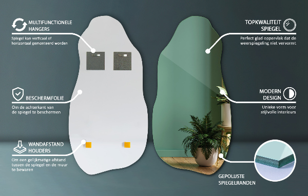 Espelho decorativo orgânico elegante 50x100