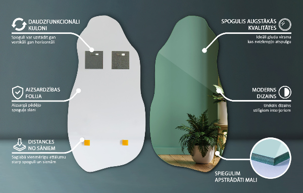 Espelho decorativo orgânico elegante 50x100