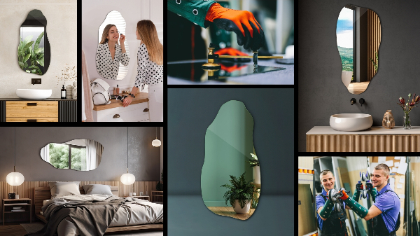 Espelho decorativo orgânico elegante 50x100