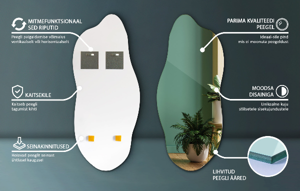 Espelho formato orgânico decorativo 40x90 cm