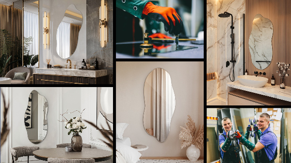 Espelho formato orgânico decorativo 40x90 cm