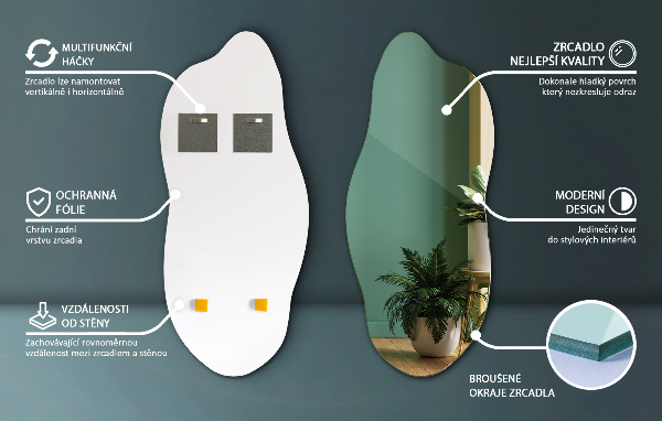 Espelho irregular sem moldura 45x100 cm