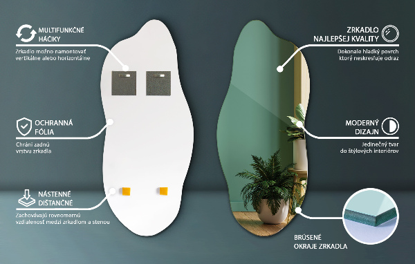 Espelho irregular sem moldura 45x100 cm