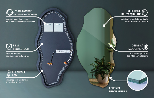 Espelho orgânico led elegante 40x80 cm