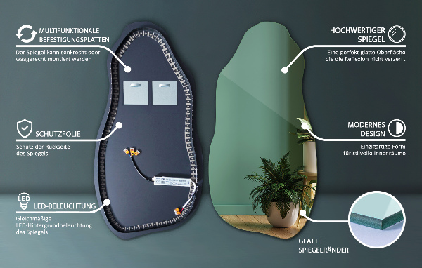 Espelho orgânico led à moda 40x80 cm