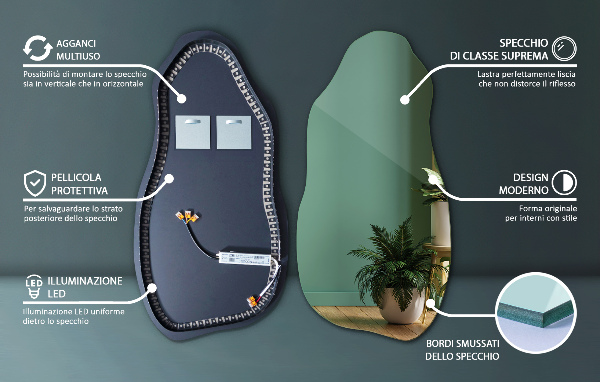 Espelho orgânico led à moda 40x80 cm