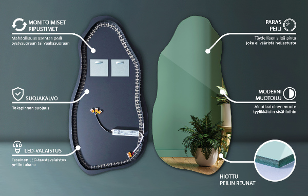 Espelho orgânico led à moda 40x80 cm