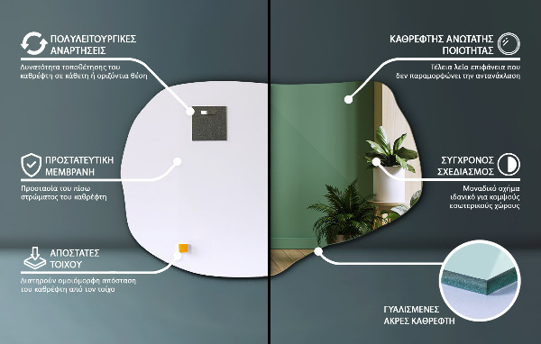 Espelho assimétrico pendente 100x65 cm