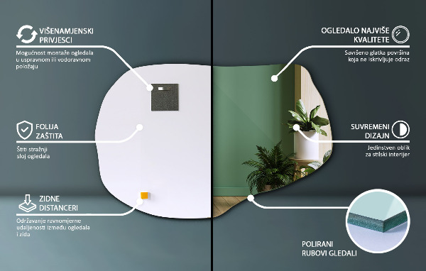 Espelho formato orgânico decorativo 70x46 cm